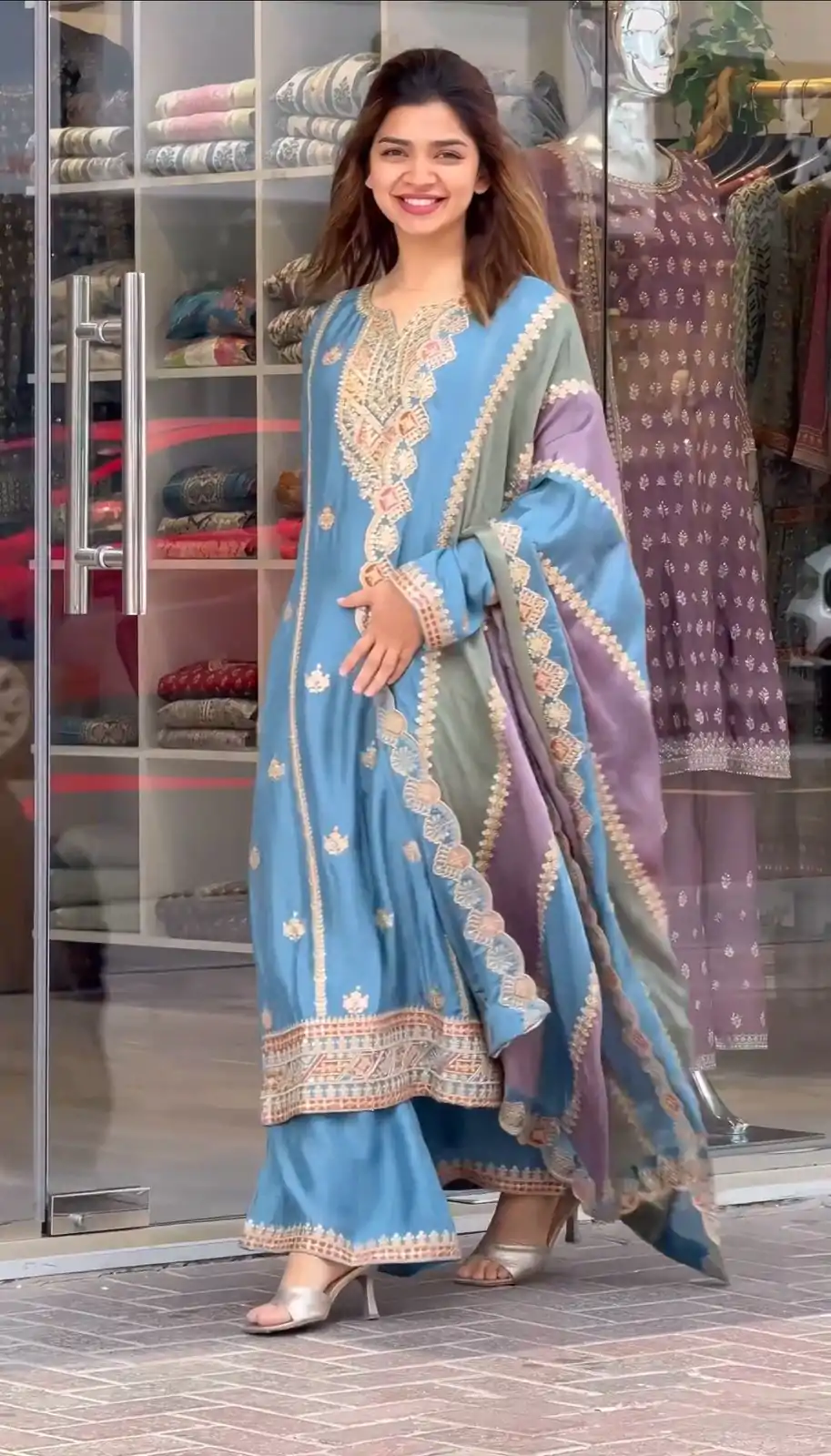 AD 145 Sky Blue Color Faux Georgette With Embroidery Sequence Work Salwar Suit Casual, Wedding, Party, Festive, Events Etc.4-6 Working Days@ 2099/-only | Casual Suits, Jump Suits, Creative suits, Designer Suits, Palazzo Suits, Party Wear Suits, Patiala Suits, Salwar suit, Straight Suits