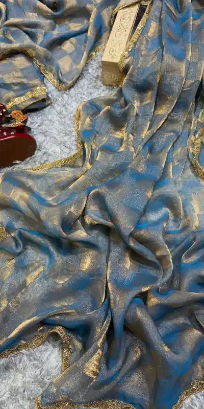 KF Arrival Blue Color Fendi Chiffon Pattern Hand Work Lace Saree Casual, Wedding, Festive, Events . Expected Delivery  4-6 Working Days @1999/- only                                                                                                                                             | Embroidered Sarees, Bollywood Sarees, Creative Sarees, Designer Sarees, Ethnic Saree, Modern Digital sarees, Party Wear Sarees, Sarees