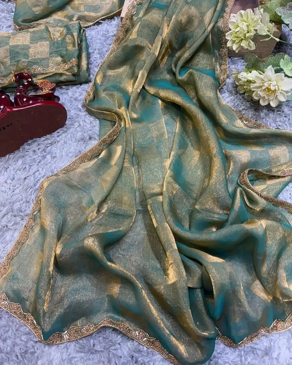 KF Arrival Green Color Fendi Chiffon Pattern Hand Work Lace Saree Casual, Wedding, Festive, Events . Expected Delivery  4-6 Working Days @1999/- only                                                                                                                                             | Embroidered Sarees, Bollywood Sarees, Creative Sarees, Designer Sarees, Ethnic Saree, Modern Digital sarees, Party Wear Sarees, Sarees