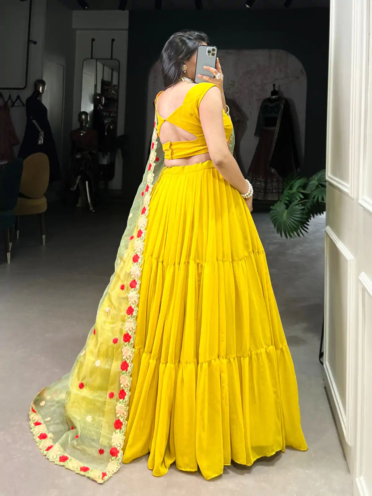 LNB 1348 Yellow Color Georgette Plain Lehenga Choli Wedding , Party , Festive , Ect @2149/- Only | Creative Lehenga, Bollywood Lehenga, Designer Lehenga, Embroidered Lehenga, Lehenga, Party Wear Lehenga