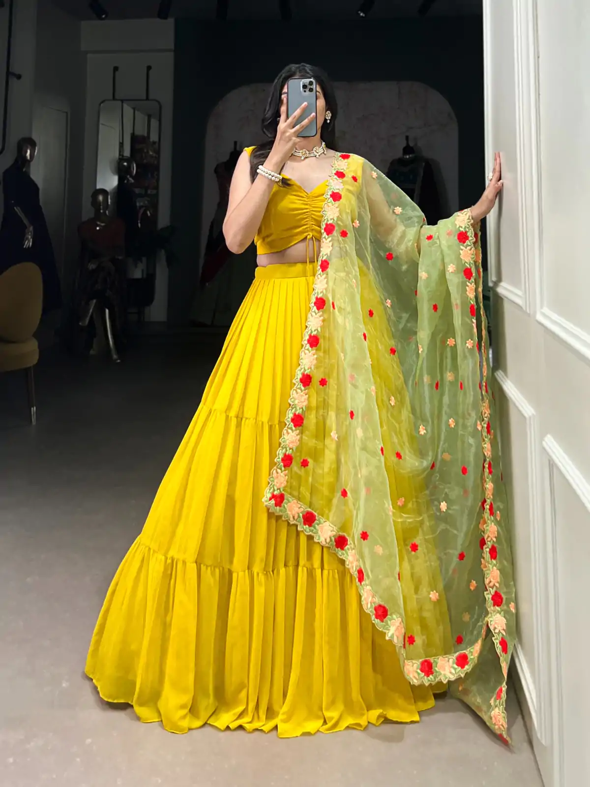 LNB 1348 Yellow Color Georgette Plain Lehenga Choli Wedding , Party , Festive , Ect @2149/- Only | Creative Lehenga, Bollywood Lehenga, Designer Lehenga, Embroidered Lehenga, Lehenga, Party Wear Lehenga