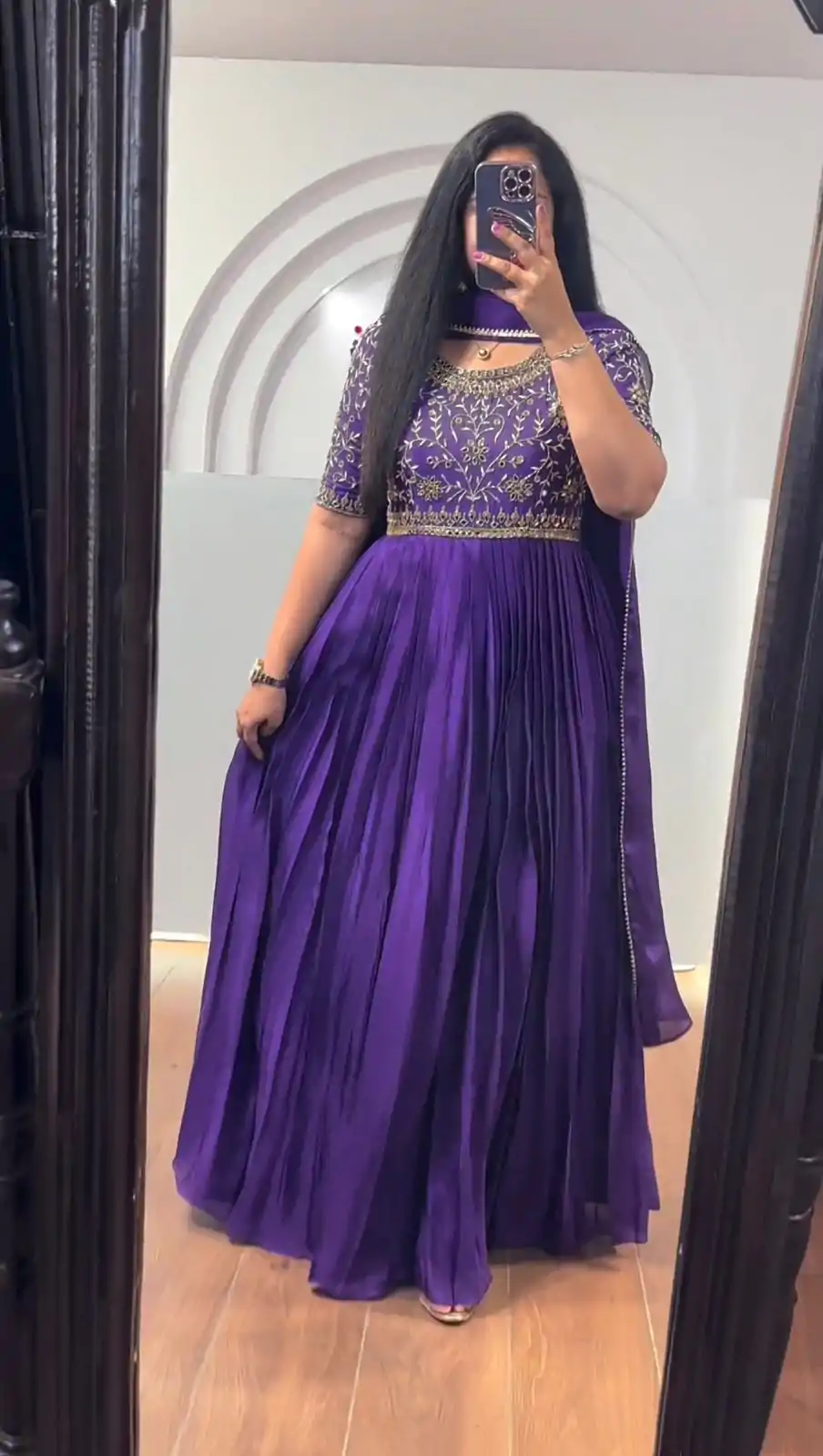 RTC 5724 Purple Color Chinon Silk Thread With Real Mirror Gown Wedding Party, Festive,@1799/- Only | Bollywood Gowns, Creative Gowns, Designer Gowns, Embroidered Gowns, Gowns, Party Wear Gowns, Straight Suits