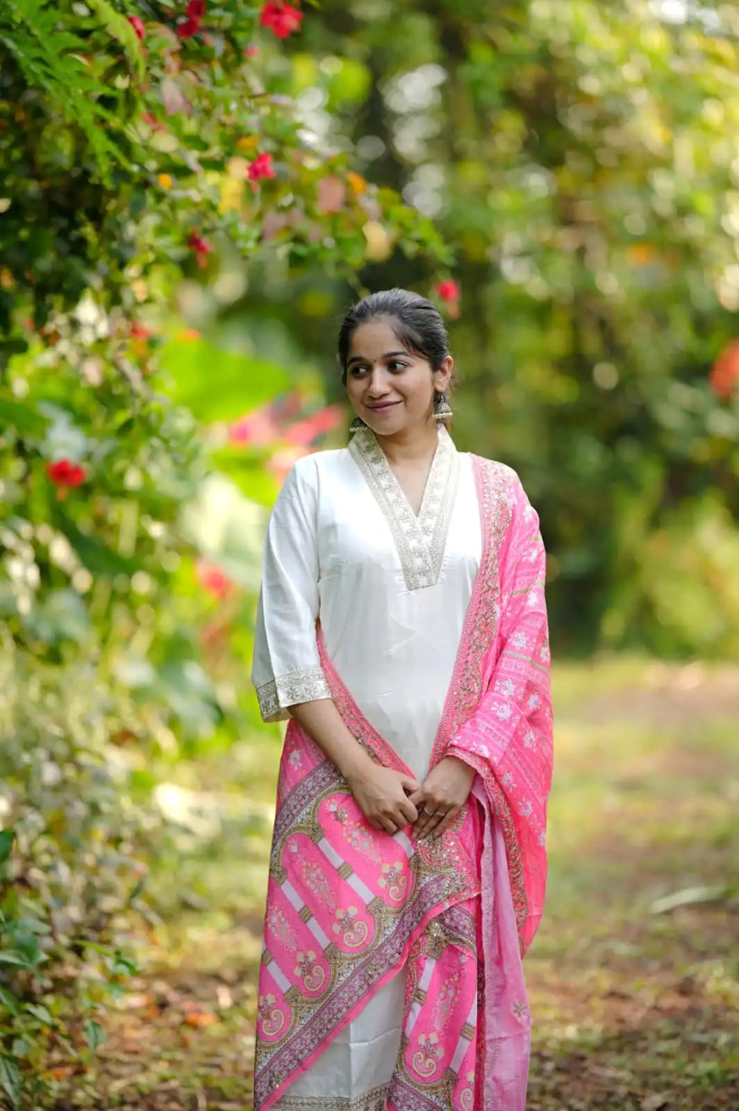 MF 726 Half White Color Roman Silk With Pink Dupatta Coding Work Salwar Suit Casual, Wedding, Party, Festive, Events Etc.4-6 Working Days@ 1699/-only | Casual Suits, Jump Suits, Creative suits, Designer Suits, Palazzo Suits, Party Wear Suits, Patiala Suits, Salwar suit, Straight Suits