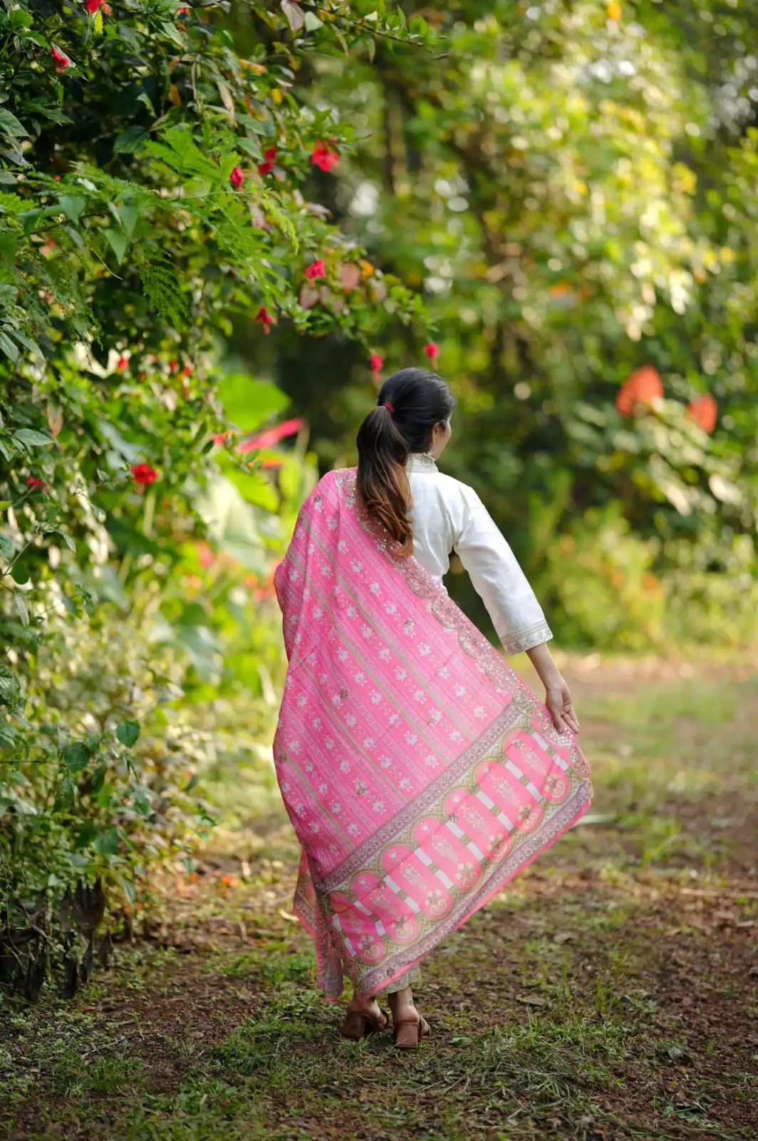 MF 726 Half White Color Roman Silk With Pink Dupatta Coding Work Salwar Suit Casual, Wedding, Party, Festive, Events Etc.4-6 Working Days@ 1699/-only | Casual Suits, Jump Suits, Creative suits, Designer Suits, Palazzo Suits, Party Wear Suits, Patiala Suits, Salwar suit, Straight Suits