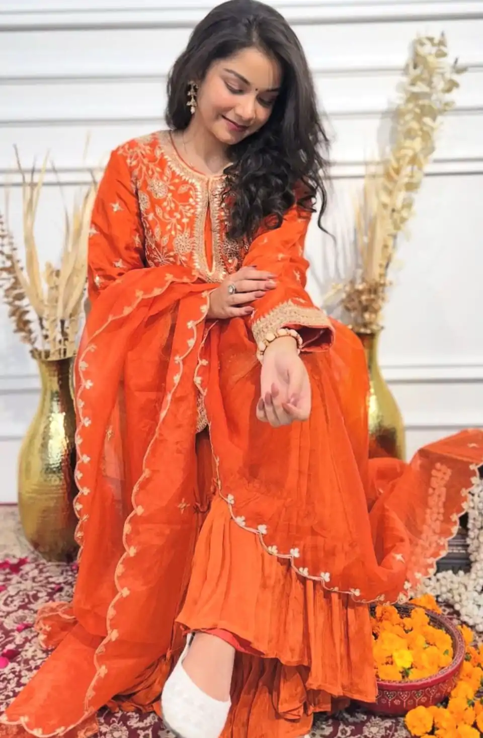 VLM 259 Orange Color Chinon Silk Embroidery Work Salwar Suit Casual, Wedding, Party, Festive, Events Etc.4-6 Working Days@ 2049/-only | Casual Suits, Jump Suits, Creative suits, Designer Suits, Palazzo Suits, Party Wear Suits, Patiala Suits, Salwar suit, Straight Suits