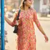 INLI Rashmika Peach Color Simmer Silk Office Wear Printed Kurti Casual, Wedding, Party, Festive, Events Etc. Expected Delivery 4-6 Working Days @1399/- | Bollywood Kurti, Creative Kurtis, Designer Kurti, Kurti, Party Wear Kurti, Selfie Kurti