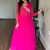Ram 058 Pink Color Bandhej With Fox Georgette 3mm Sequence Embroidery Work Anarkali Gown Wedding Party, Festive, Events Etc.4-6 Working Days@1899/- only | Bollywood Gowns, Creative Gowns, Designer Gowns, Embroidered Gowns, Gowns, Party Wear Gowns, Straight Suits