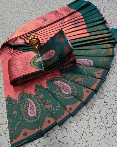 MS 471 Peach Color Soft Litchi Silk contrast border weaving design Saree Casual, Wedding, Festive, Events . Expected Delivery  4-6 Working Days @1399/- only | Embroidered Sarees, Bollywood Sarees, Creative Sarees, Designer Sarees, Ethnic Saree, Modern Digital sarees, Party Wear Sarees, Sarees