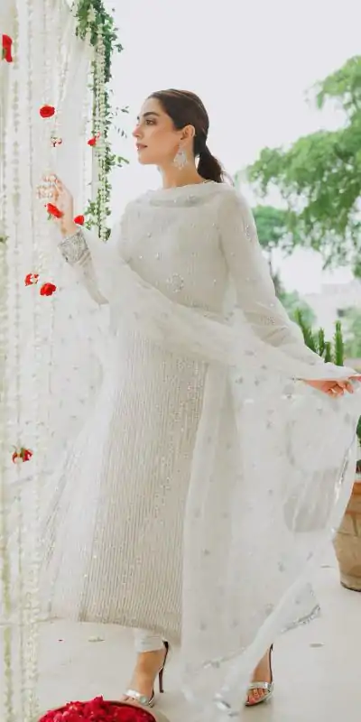 KF 1546 White Color Faux Georgette Embroidery Sequence Work Salwar Suit Casual, Wedding, Party, Festive, Events Etc.4-6 Working Days@ 1949/-only | Casual Suits, Jump Suits, Creative suits, Designer Suits, Palazzo Suits, Party Wear Suits, Patiala Suits, Salwar suit, Straight Suits