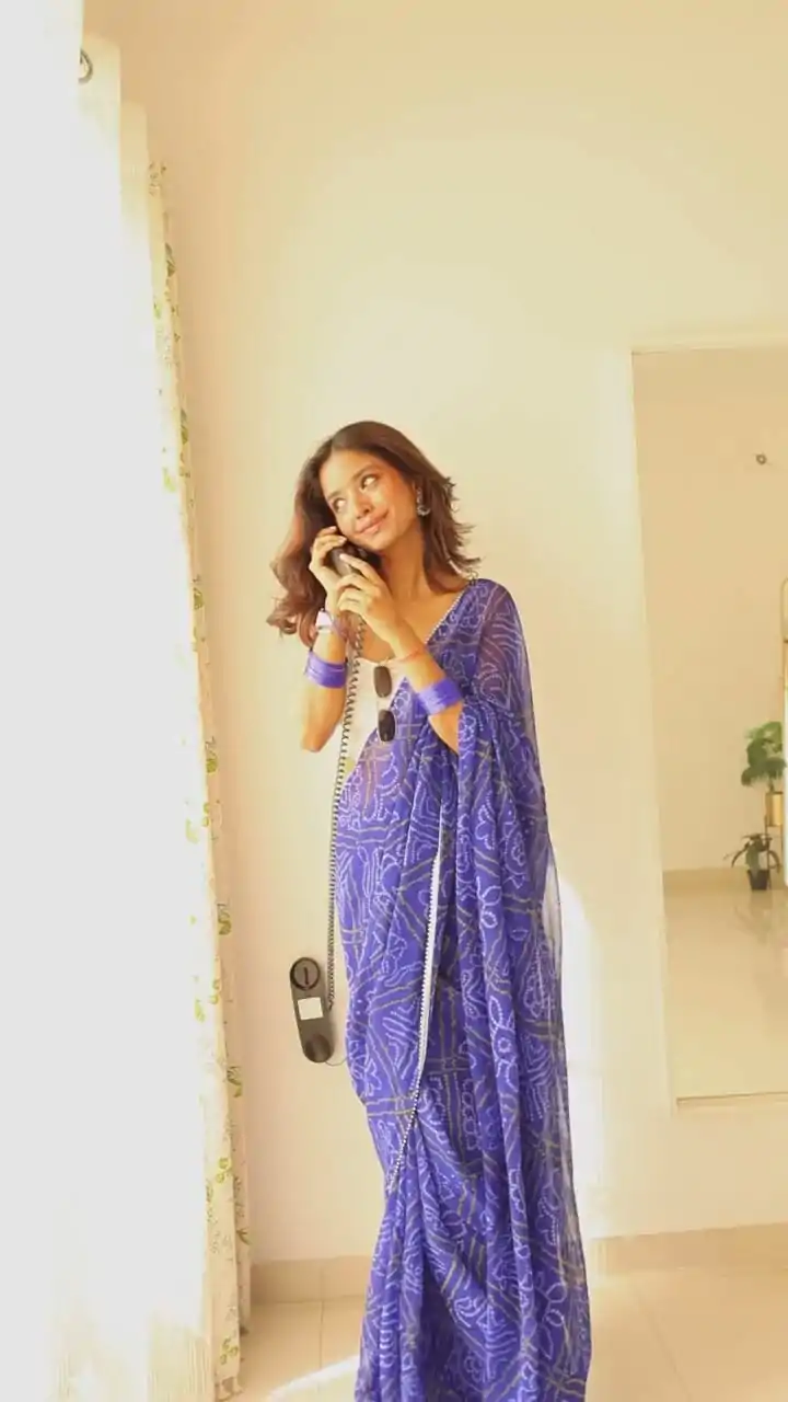 SC 410 Blue Color Soft Georgette Silk Bandhani Design Saree Casual, Wedding, Festive, Events . Expected Delivery  4-6 Working Days @1599/- only                                                                                                                                           | Embroidered Sarees, Bollywood Sarees, Creative Sarees, Designer Sarees, Ethnic Saree, Modern Digital sarees, Party Wear Sarees, Sarees