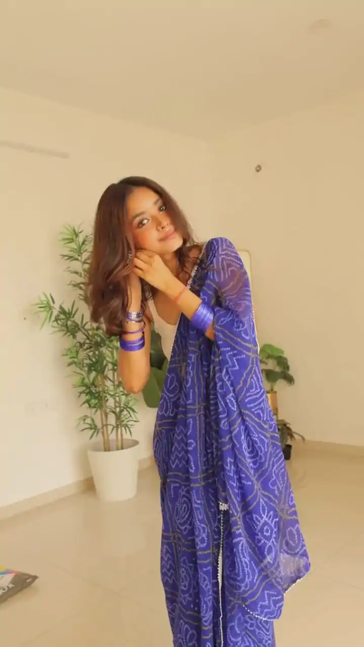 SC 410 Blue Color Soft Georgette Silk Bandhani Design Saree Casual, Wedding, Festive, Events . Expected Delivery  4-6 Working Days @1599/- only                                                                                                                                           | Embroidered Sarees, Bollywood Sarees, Creative Sarees, Designer Sarees, Ethnic Saree, Modern Digital sarees, Party Wear Sarees, Sarees