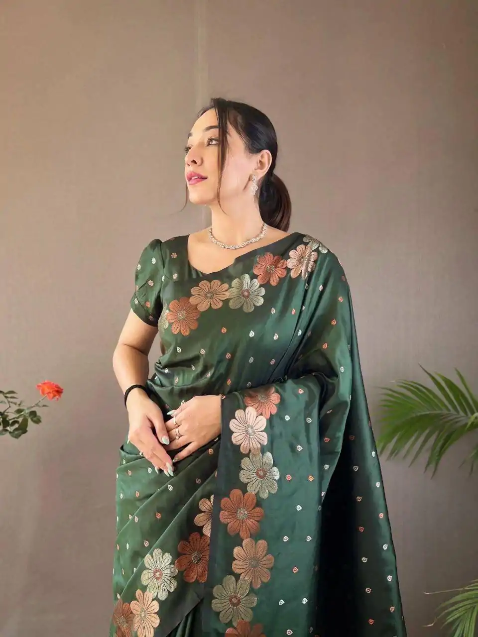 MS 482 Green Color Soft Litchi Silk Kubera Pattu Saree Casual, Wedding, Festive, Events . Expected Delivery  4-6 Working Days @1249/- only                                                                                                                                           | Embroidered Sarees, Bollywood Sarees, Creative Sarees, Designer Sarees, Ethnic Saree, Modern Digital sarees, Party Wear Sarees, Sarees