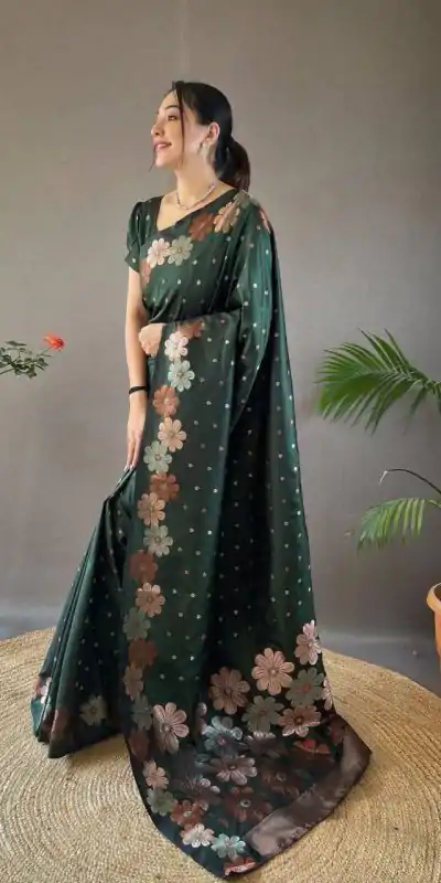MS 482 Green Color Soft Litchi Silk Kubera Pattu Saree Casual, Wedding, Festive, Events . Expected Delivery  4-6 Working Days @1249/- only                                                                                                                                           | Embroidered Sarees, Bollywood Sarees, Creative Sarees, Designer Sarees, Ethnic Saree, Modern Digital sarees, Party Wear Sarees, Sarees
