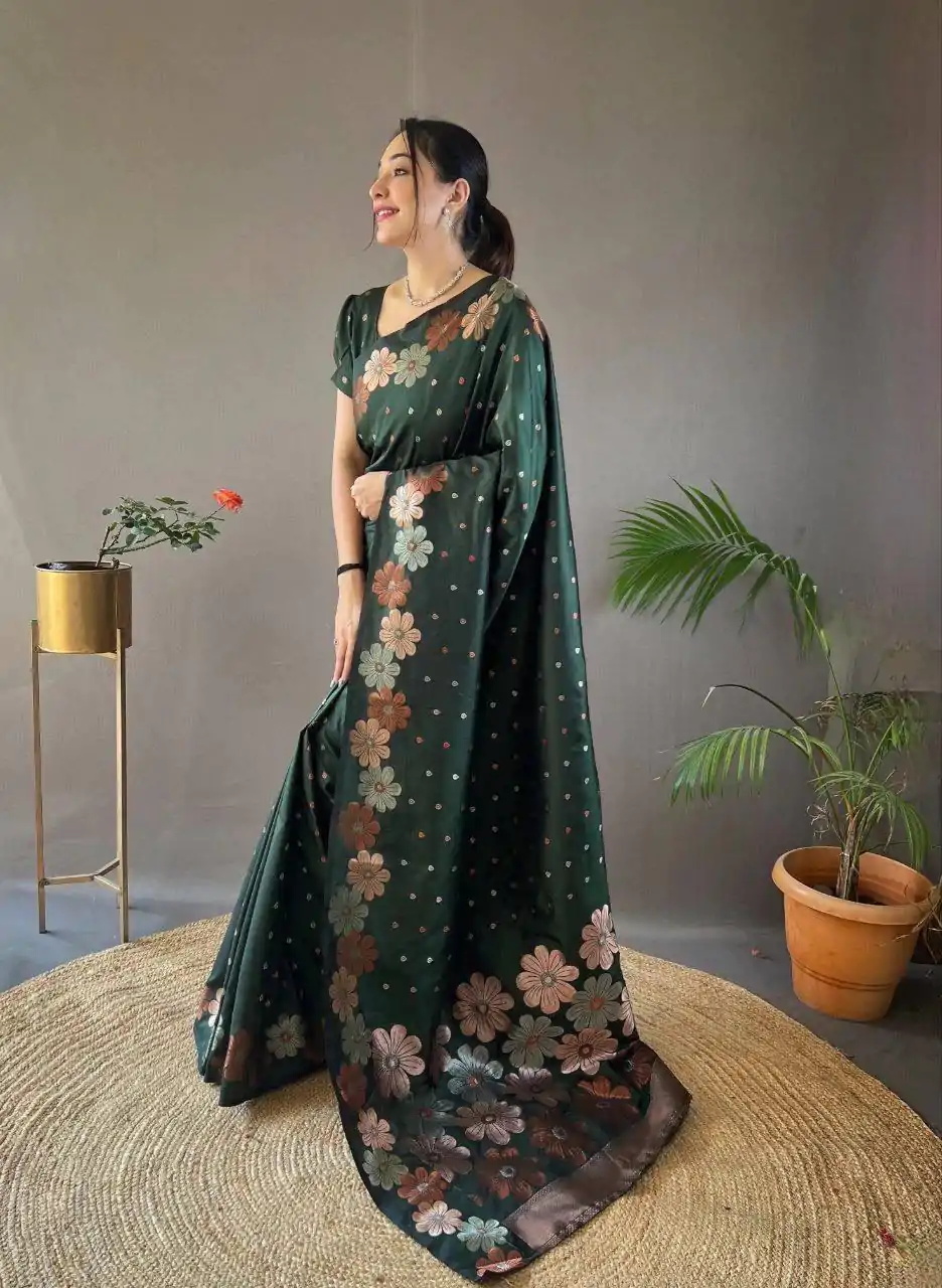MS 482 Green Color Soft Litchi Silk Kubera Pattu Saree Casual, Wedding, Festive, Events . Expected Delivery  4-6 Working Days @1249/- only                                                                                                                                           | Embroidered Sarees, Bollywood Sarees, Creative Sarees, Designer Sarees, Ethnic Saree, Modern Digital sarees, Party Wear Sarees, Sarees