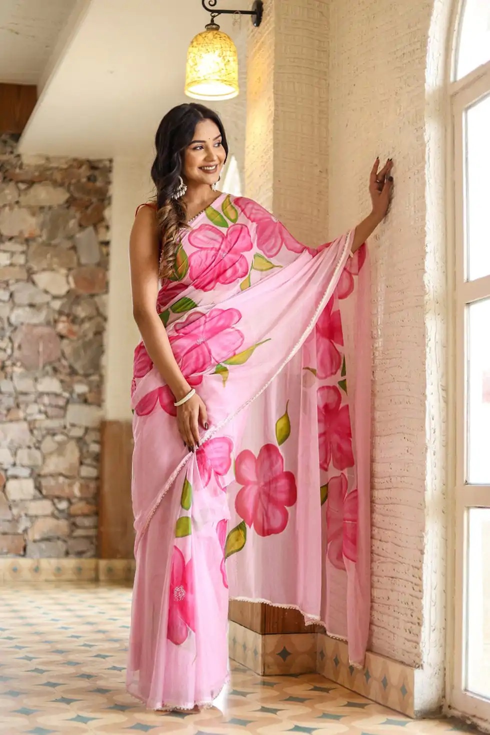 SC 409 Pink Color Pure Soft Georgette Silk All Over Saree Casual, Wedding, Festive, Events . Expected Delivery  4-6 Working Days @1599/- only                                                                                                                                           | Embroidered Sarees, Bollywood Sarees, Creative Sarees, Designer Sarees, Ethnic Saree, Modern Digital sarees, Party Wear Sarees, Sarees