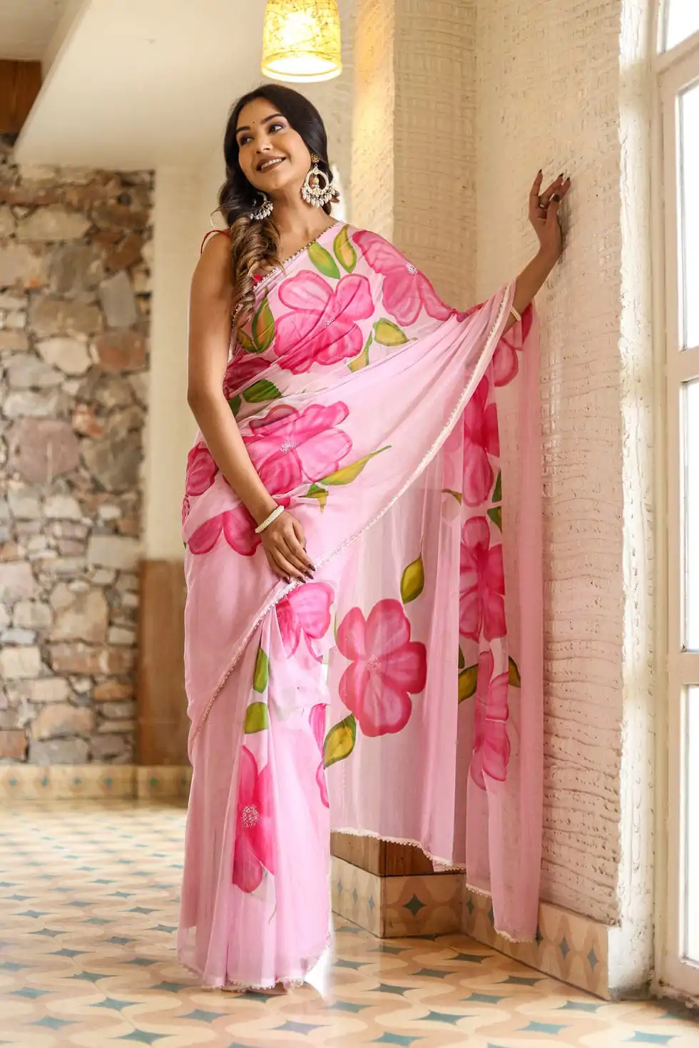 SC 409 Pink Color Pure Soft Georgette Silk All Over Saree Casual, Wedding, Festive, Events . Expected Delivery  4-6 Working Days @1599/- only                                                                                                                                           | Embroidered Sarees, Bollywood Sarees, Creative Sarees, Designer Sarees, Ethnic Saree, Modern Digital sarees, Party Wear Sarees, Sarees