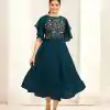 INLI Sensations Navy Blue Color Georgette Butti Embroidery Thread Work Gown , Wedding, Party, Festive, Events Etc. Expected Delivery 4-6 Working Days @1549/ | Bollywood Gowns, Creative Gowns, Designer Gowns, Embroidered Gowns, Gowns, Party Wear Gowns