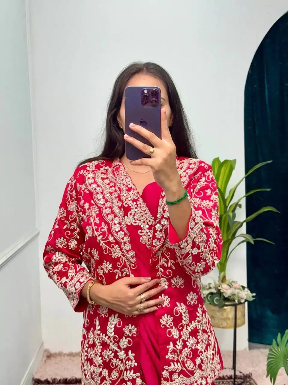 ST 1054 Red Color Chinon Work On Koti With Lace Border Saree Casual, Wedding, Festive, Events . Expected Delivery  4-6 Working Days @2199/- only                                                                                                                                           | Embroidered Sarees, Bollywood Sarees, Creative Sarees, Designer Sarees, Ethnic Saree, Modern Digital sarees, Party Wear Sarees, Sarees