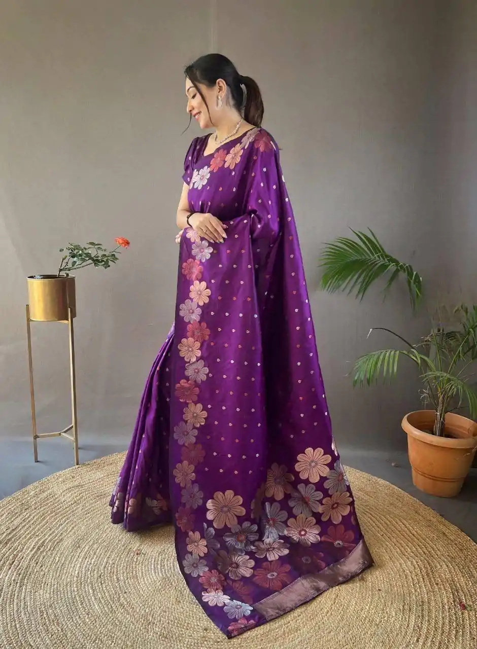 MS 482 Violet Color Soft Litchi Silk Kubera Pattu Saree Casual, Wedding, Festive, Events . Expected Delivery  4-6 Working Days @1249/- only                                                                                                                                           | Embroidered Sarees, Bollywood Sarees, Creative Sarees, Designer Sarees, Ethnic Saree, Modern Digital sarees, Party Wear Sarees, Sarees