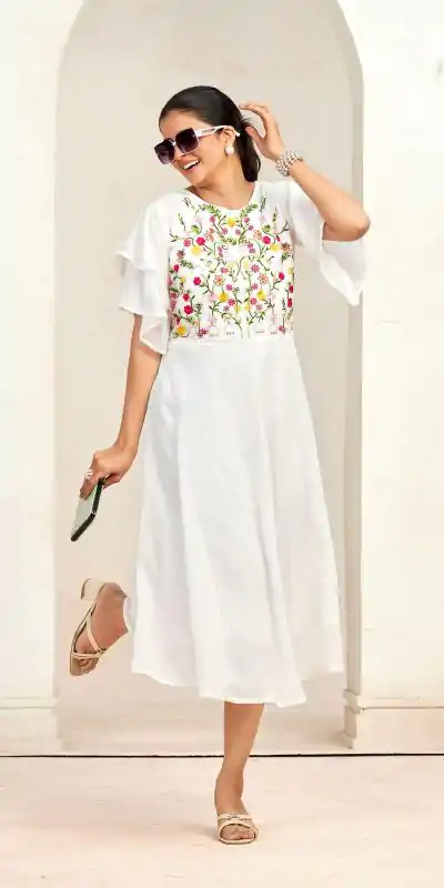 INLI Sensations White Color Georgette Butti Embroidery Thread Work Gown , Wedding, Party, Festive, Events Etc. Expected Delivery 4-6 Working Days @1549/ | Bollywood Gowns, Creative Gowns, Designer Gowns, Embroidered Gowns, Gowns, Party Wear Gowns