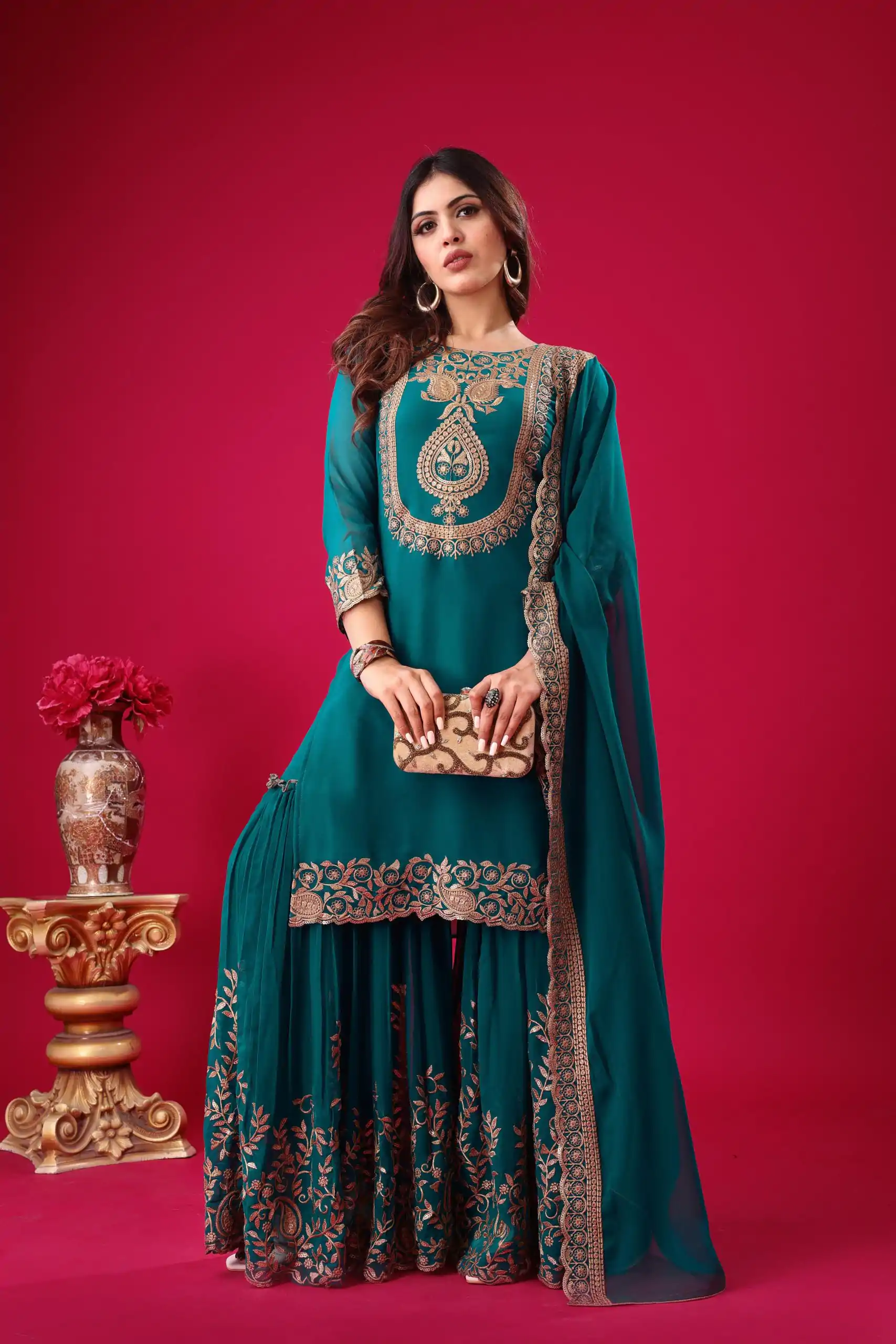 SRK 5242 Blue Faux Georgette Embroidery Sequence Work Salwar Suit  Casual, Wedding, Party, Festive, Events Etc.4-6 Working Days@ 2099/-only | Casual Suits, Jump Suits, Creative suits, Designer Suits, Palazzo Suits, Party Wear Suits, Patiala Suits, Salwar suit, Straight Suits