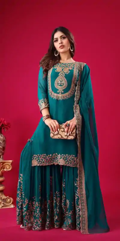 SRK 5242 Blue Faux Georgette Embroidery Sequence Work Salwar Suit  Casual, Wedding, Party, Festive, Events Etc.4-6 Working Days@ 2099/-only | Casual Suits, Jump Suits, Creative suits, Designer Suits, Palazzo Suits, Party Wear Suits, Patiala Suits, Salwar suit, Straight Suits