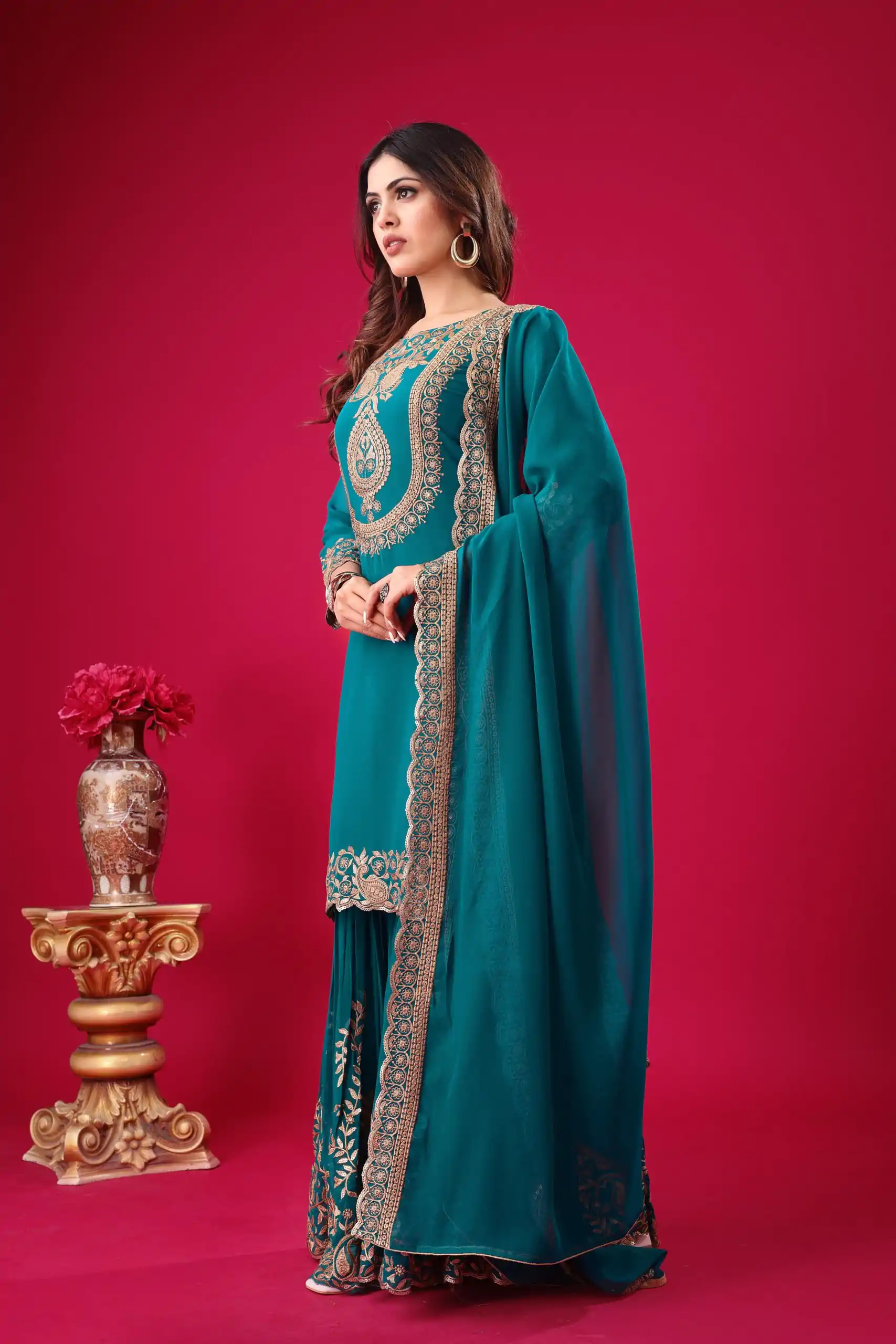 SRK 5242 Blue Faux Georgette Embroidery Sequence Work Salwar Suit  Casual, Wedding, Party, Festive, Events Etc.4-6 Working Days@ 2099/-only | Casual Suits, Jump Suits, Creative suits, Designer Suits, Palazzo Suits, Party Wear Suits, Patiala Suits, Salwar suit, Straight Suits