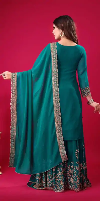 SRK 5242 Blue Faux Georgette Embroidery Sequence Work Salwar Suit  Casual, Wedding, Party, Festive, Events Etc.4-6 Working Days@ 2099/-only | Casual Suits, Jump Suits, Creative suits, Designer Suits, Palazzo Suits, Party Wear Suits, Patiala Suits, Salwar suit, Straight Suits