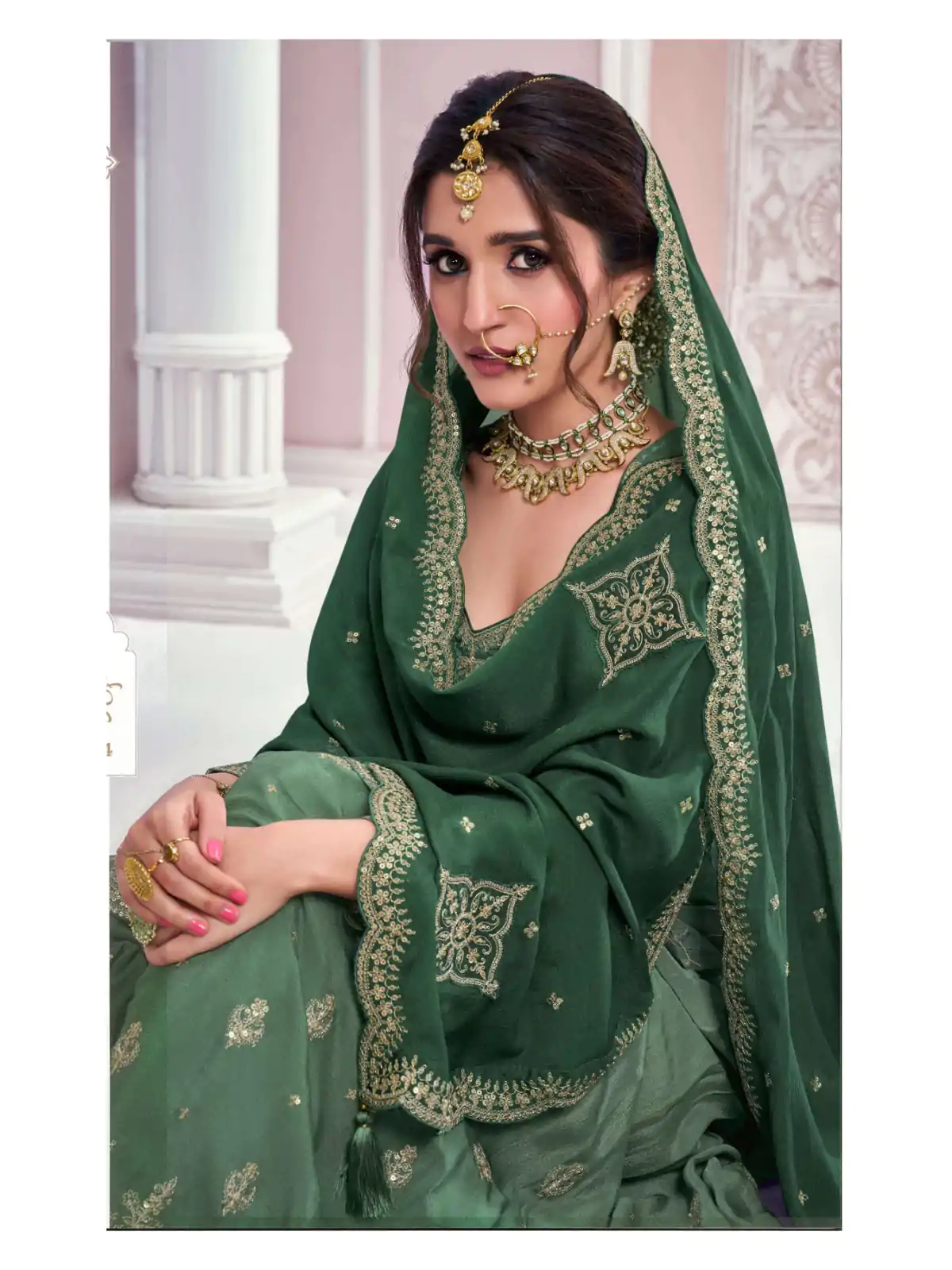 FC 69541 Green Color Chinon Multi Coding Work Salwar Suit Casual, Wedding, Party, Festive, Events Etc.4-6 Working Days@ 2749/-only | Casual Suits, Jump Suits, Creative suits, Designer Suits, Palazzo Suits, Party Wear Suits, Patiala Suits, Salwar suit, Straight Suits