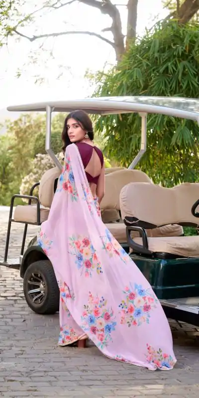 YNF 7041 Light Pink Color Weightless Marble Floral Printed Saree Casual, Wedding, Festive, Events . Expected Delivery  4-6 Working Days @1549/- only                                                                                                                                           | Embroidered Sarees, Bollywood Sarees, Creative Sarees, Designer Sarees, Ethnic Saree, Modern Digital sarees, Party Wear Sarees, Sarees