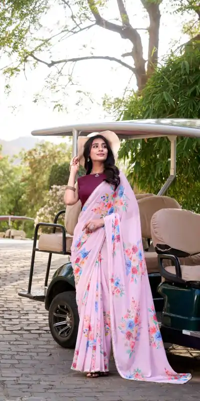 YNF 7041 Light Pink Color Weightless Marble Floral Printed Saree Casual, Wedding, Festive, Events . Expected Delivery  4-6 Working Days @1549/- only                                                                                                                                           | Embroidered Sarees, Bollywood Sarees, Creative Sarees, Designer Sarees, Ethnic Saree, Modern Digital sarees, Party Wear Sarees, Sarees