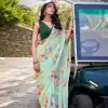YNF 7041 Light Pista Color Weightless Marble Floral Printed Saree Casual, Wedding, Festive, Events . Expected Delivery  4-6 Working Days @1549/- only                                                                                                                                           | Embroidered Sarees, Bollywood Sarees, Creative Sarees, Designer Sarees, Ethnic Saree, Modern Digital sarees, Party Wear Sarees, Sarees