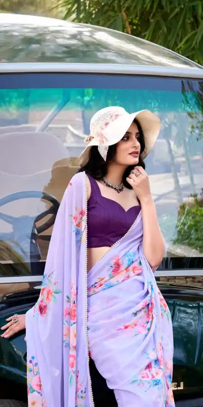 YNF 7041 Light Purple Color Weightless Marble Floral Printed Saree Casual, Wedding, Festive, Events . Expected Delivery  4-6 Working Days @1549/- only                                                                                                                                           | Embroidered Sarees, Bollywood Sarees, Creative Sarees, Designer Sarees, Ethnic Saree, Modern Digital sarees, Party Wear Sarees, Sarees
