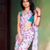 Amazing Multi Color Flower Georgette Silk Ready To Wear Saree