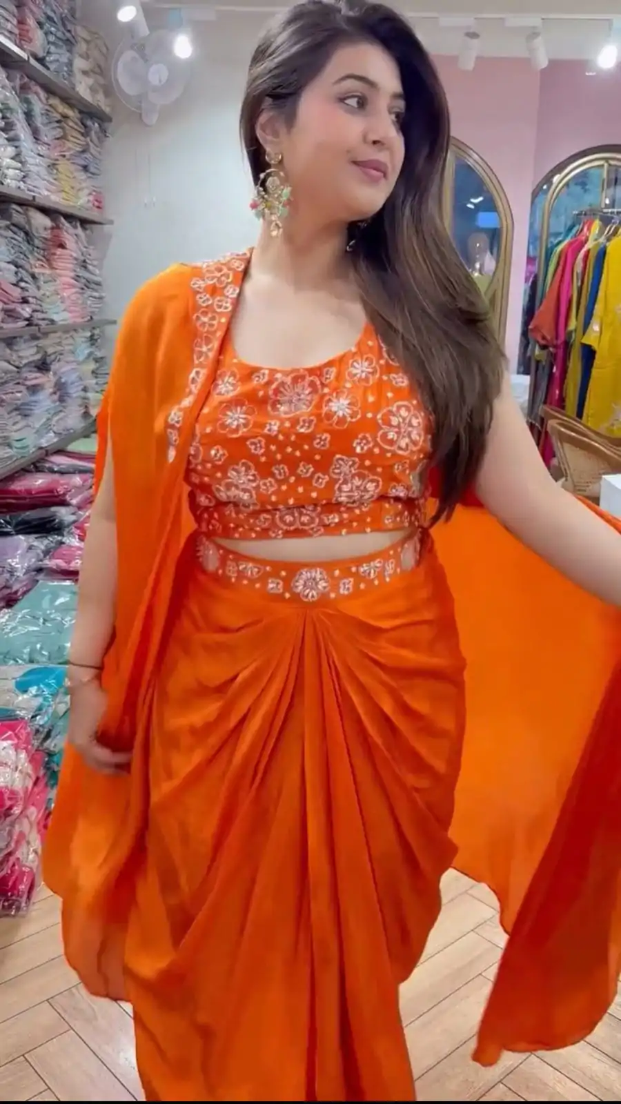 RTC 5859 Orange Color Satin Silk Thread With Sequence Dhoti Suit Casual, Wedding, Festive, Events. Expected Delivery  4-6 Working Days @1999/- only      | Casual Suits, Jump Suits, Creative suits, Designer Suits, Palazzo Suits, Party Wear Suits, Patiala Suits, Salwar suit, Straight Suits