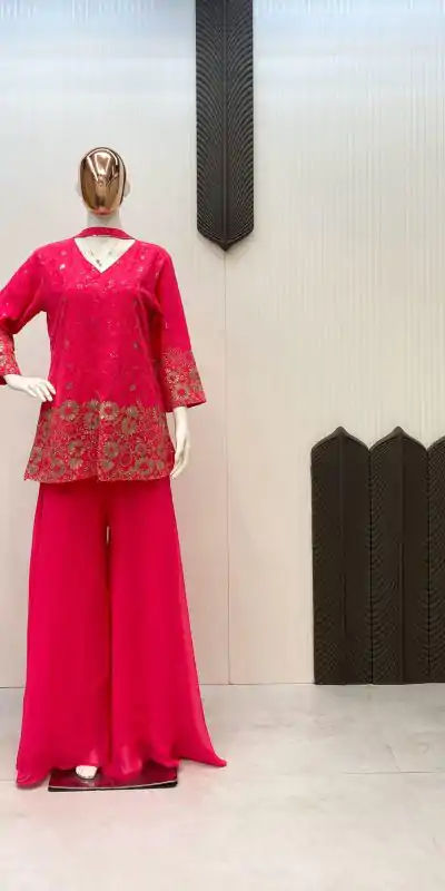 LG 1925 Rani Pink Color georgette Sequence Embroidery Work Salwar Suit Casual, Wedding, Party, Festive, Events Etc.4-6 Working Days@ 1999/-only | Casual Suits, Jump Suits, Creative suits, Designer Suits, Palazzo Suits, Party Wear Suits, Patiala Suits, Salwar suit, Straight Suits