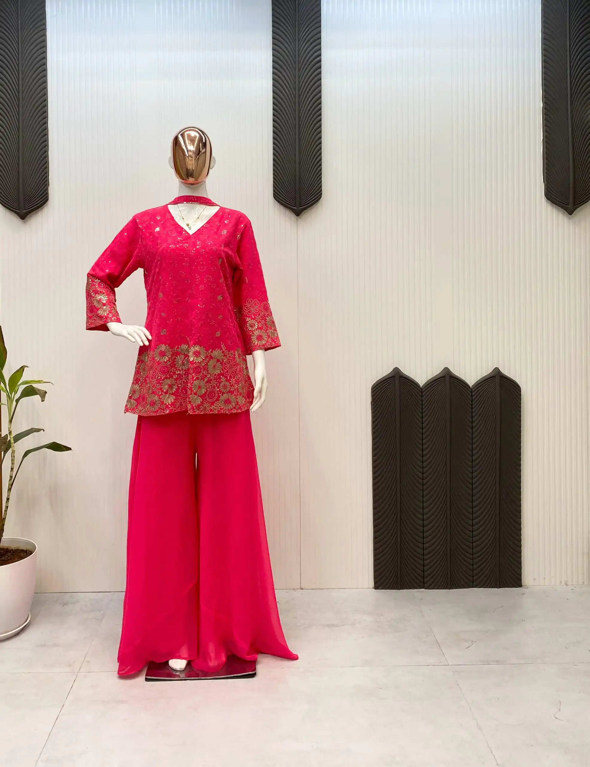 LG 1925 Rani Pink Color georgette Sequence Embroidery Work Salwar Suit Casual, Wedding, Party, Festive, Events Etc.4-6 Working Days@ 1999/-only | Casual Suits, Jump Suits, Creative suits, Designer Suits, Palazzo Suits, Party Wear Suits, Patiala Suits, Salwar suit, Straight Suits