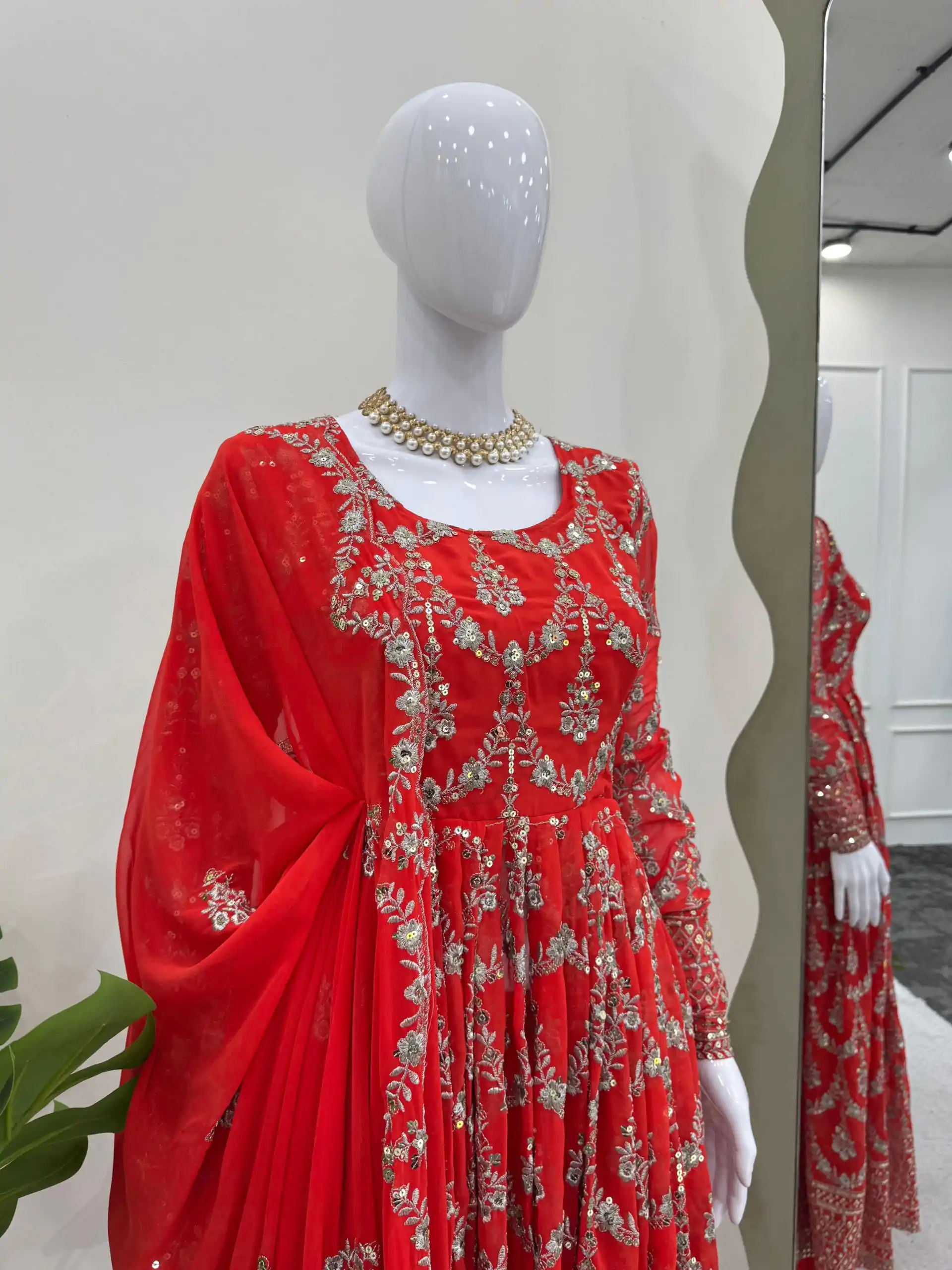 RTC 5806 Red Color Georgette Thread Sequence Work Salwar Suit Casual, Wedding, Festive, Events . Expected Delivery  4-6 Working Days @2249/- only      | Casual Suits, Jump Suits, Creative suits, Designer Suits, Palazzo Suits, Party Wear Suits, Patiala Suits, Salwar suit, Straight Suits