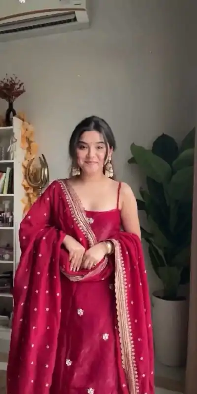 RTC 5854 Red Color Jimi Choo Thread with Sequence Salwar Suit Casual, Wedding, Festive, Events . Expected Delivery  4-6 Working Days @1899/- only      | Casual Suits, Jump Suits, Creative suits, Designer Suits, Palazzo Suits, Party Wear Suits, Patiala Suits, Salwar suit, Straight Suits