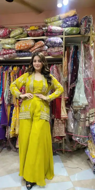 LG 1936 Yellow Color Georgette Sequence Work Salwar Suit Casual, Wedding, Festive, Events . Expected Delivery  4-6 Working Days @1999/- only      | Casual Suits, Jump Suits, Creative suits, Designer Suits, Palazzo Suits, Party Wear Suits, Patiala Suits, Salwar suit, Straight Suits