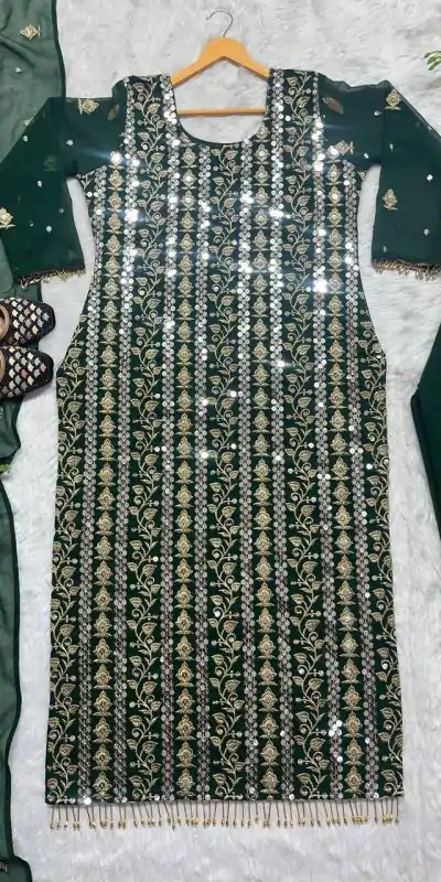 ND 5001 Green Color Chinon Silk With Embroidery Work Salwar Suit Casual, Wedding, Party, Festive, Events Etc.4-6 Working Days@ 1899/-only | Casual Suits, Jump Suits, Creative suits, Designer Suits, Palazzo Suits, Party Wear Suits, Patiala Suits, Salwar suit, Straight Suits