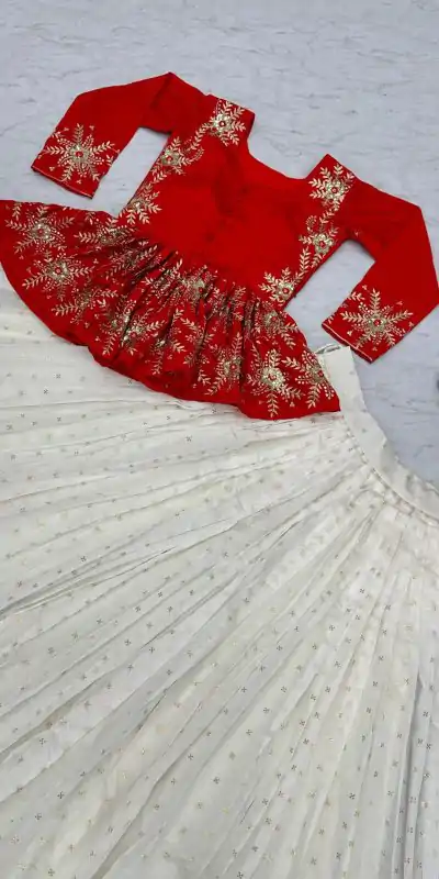 PC 496 White Red Color Chinon Thread Sequence Lehenga Choli Casual, Wedding, Festive, Events . Expected Delivery  4-6 Working Days @2049/- only                                                                                                                                             | Creative Lehenga, Bollywood Lehenga, Designer Lehenga, Embroidered Lehenga, Lehenga, Party Wear Lehenga