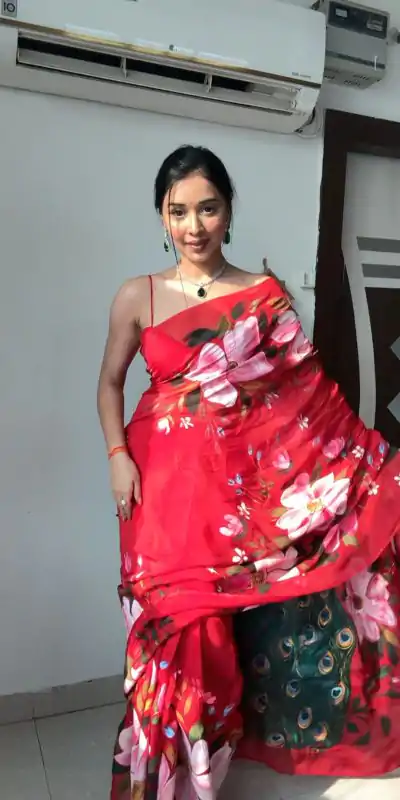  SC 227  Red Color Soft Organza Silk Ready To Wear Saree Casual, Wedding, Festive, Events . Expected Delivery  4-6 Working Days @1549/- only                                                                                                                                             | Embroidered Sarees, Bollywood Sarees, Creative Sarees, Designer Sarees, Ethnic Saree, Modern Digital sarees, Party Wear Sarees, Sarees