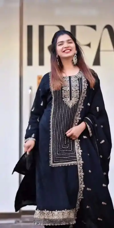 VLM 268 Black Color Georgette With Embroidery Work Salwar Suit Casual, Wedding, Festive, Events . Expected Delivery  4-6 Working Days @2099/- only      | Casual Suits, Jump Suits, Creative suits, Designer Suits, Palazzo Suits, Party Wear Suits, Patiala Suits, Salwar suit, Straight Suits