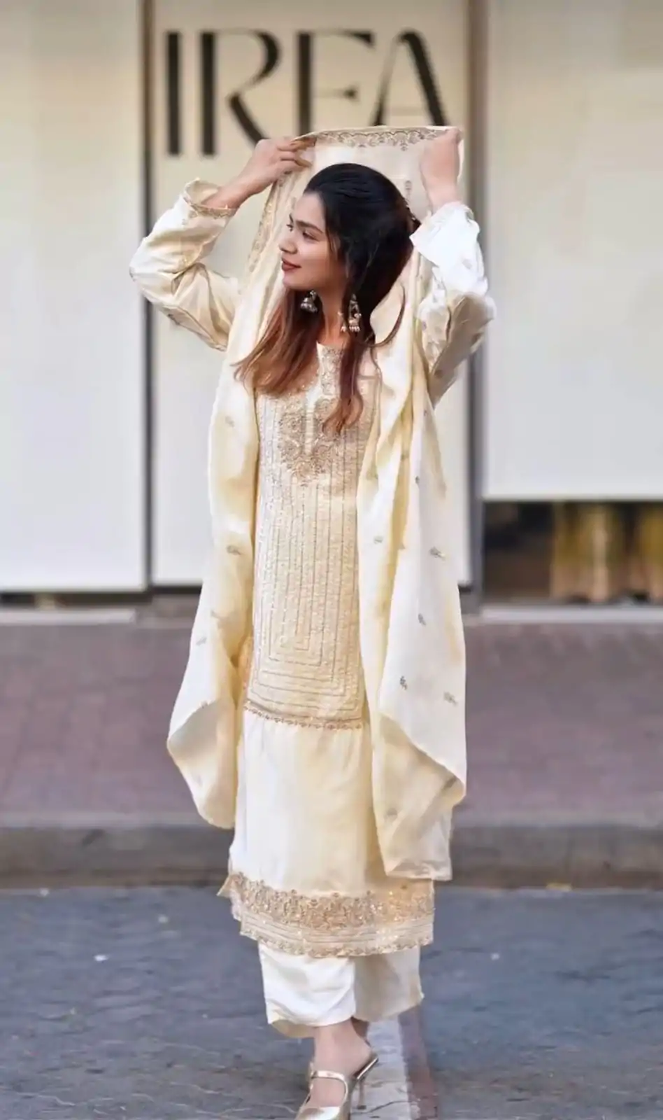 VLM 268 Half White Color Georgette With Embroidery Work Salwar Suit Casual, Wedding, Festive, Events . Expected Delivery  4-6 Working Days @2099/- only      | Casual Suits, Jump Suits, Creative suits, Designer Suits, Palazzo Suits, Party Wear Suits, Patiala Suits, Salwar suit, Straight Suits