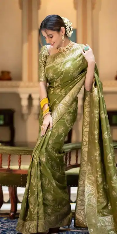 MB 494 Mehandi Color Soft Litchi Silk All Over Weaving Saree Casual, Wedding, Festive, Events . Expected Delivery  4-6 Working Days @1199/- only                                                                                                                                             | Embroidered Sarees, Bollywood Sarees, Creative Sarees, Designer Sarees, Ethnic Saree, Modern Digital sarees, Party Wear Sarees, Sarees