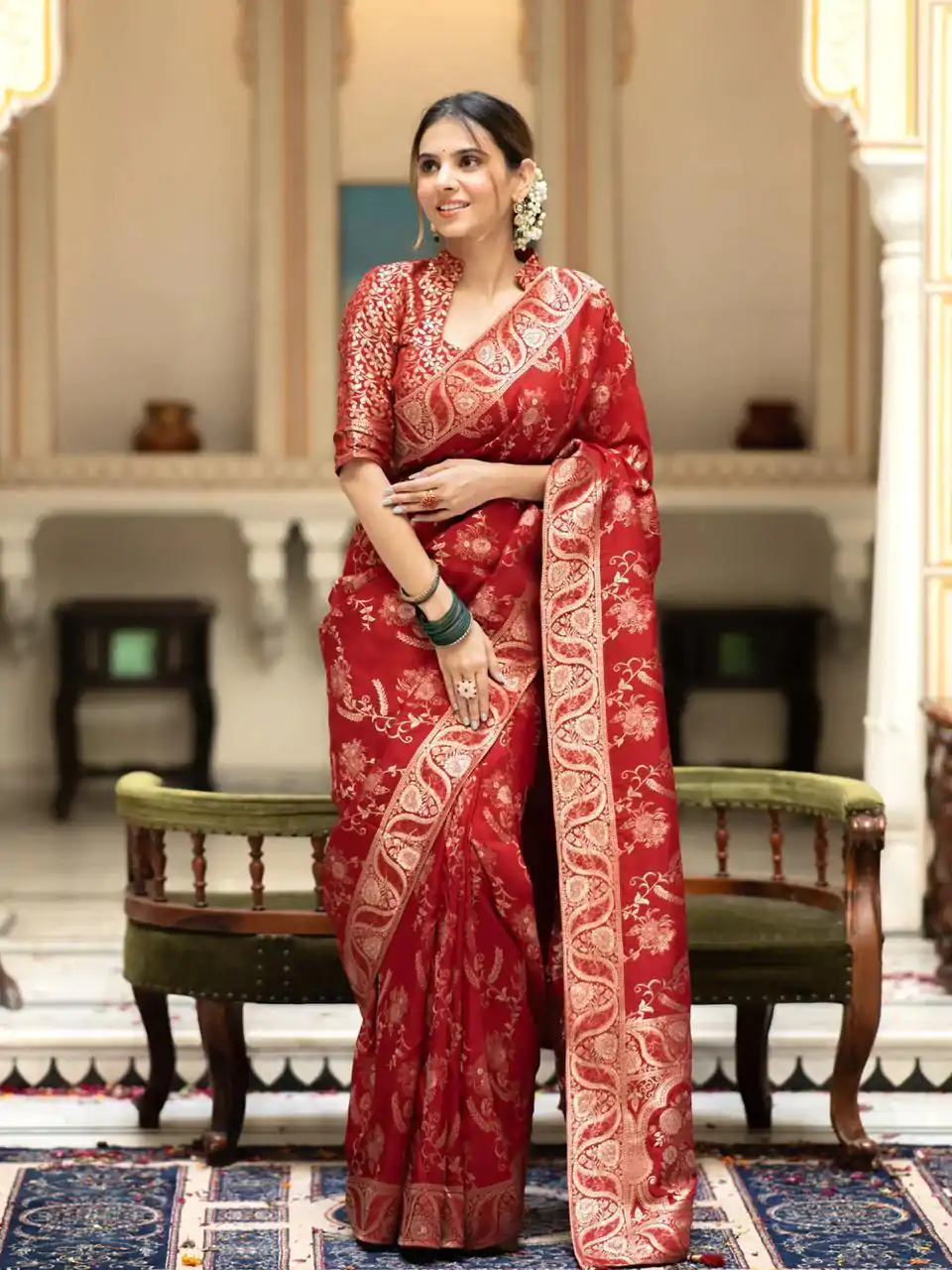 MB 494 Red Color Soft Litchi Silk All Over Weaving Saree Casual, Wedding, Festive, Events . Expected Delivery  4-6 Working Days @1199/- only                                                                                                                                             | Embroidered Sarees, Bollywood Sarees, Creative Sarees, Designer Sarees, Ethnic Saree, Modern Digital sarees, Party Wear Sarees, Sarees