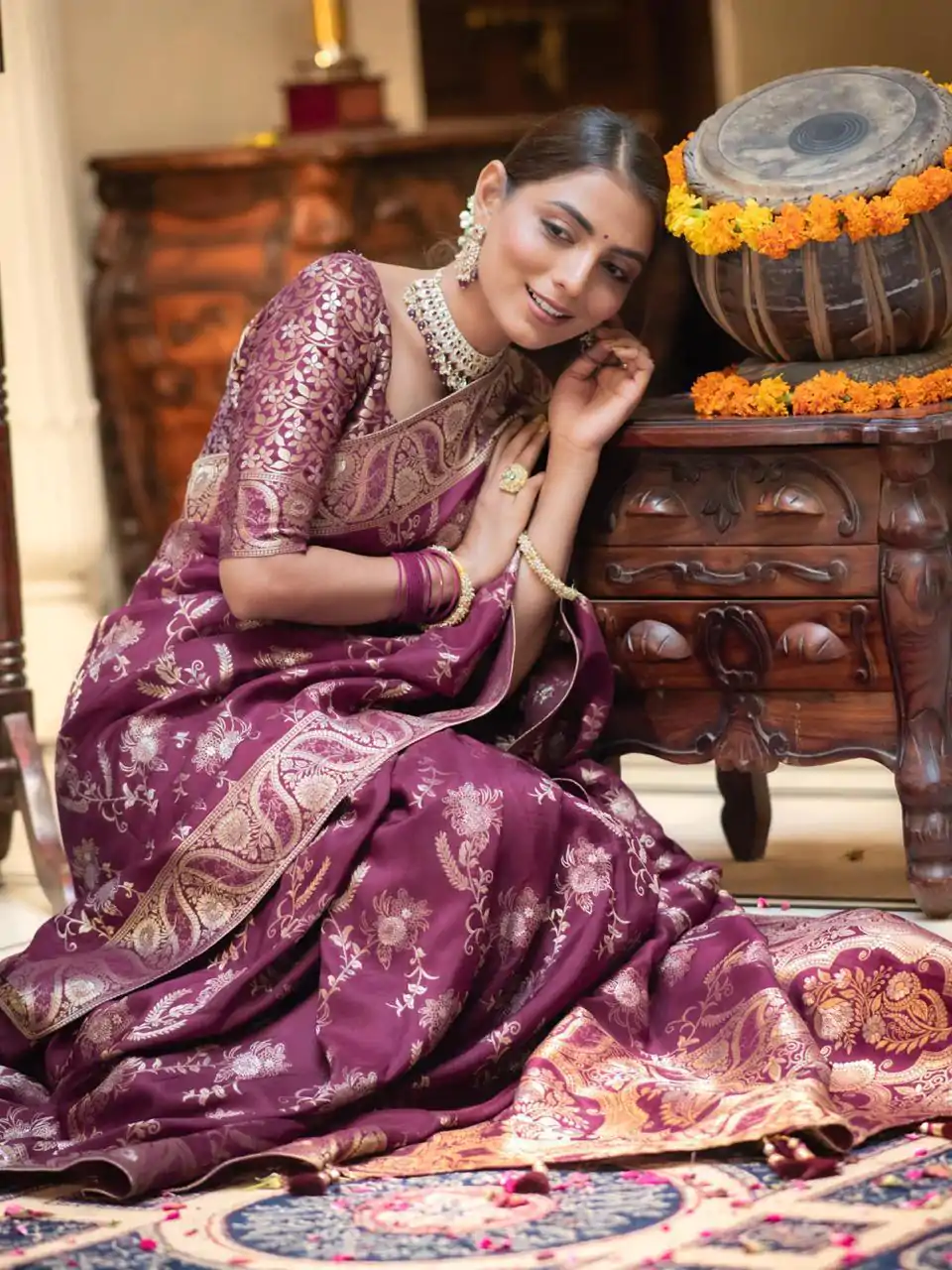 MB 494 Wine Color Soft Litchi Silk All Over Weaving Saree Casual, Wedding, Festive, Events . Expected Delivery  4-6 Working Days @1199/- only                                                                                                                                             | Embroidered Sarees, Bollywood Sarees, Creative Sarees, Designer Sarees, Ethnic Saree, Modern Digital sarees, Party Wear Sarees, Sarees