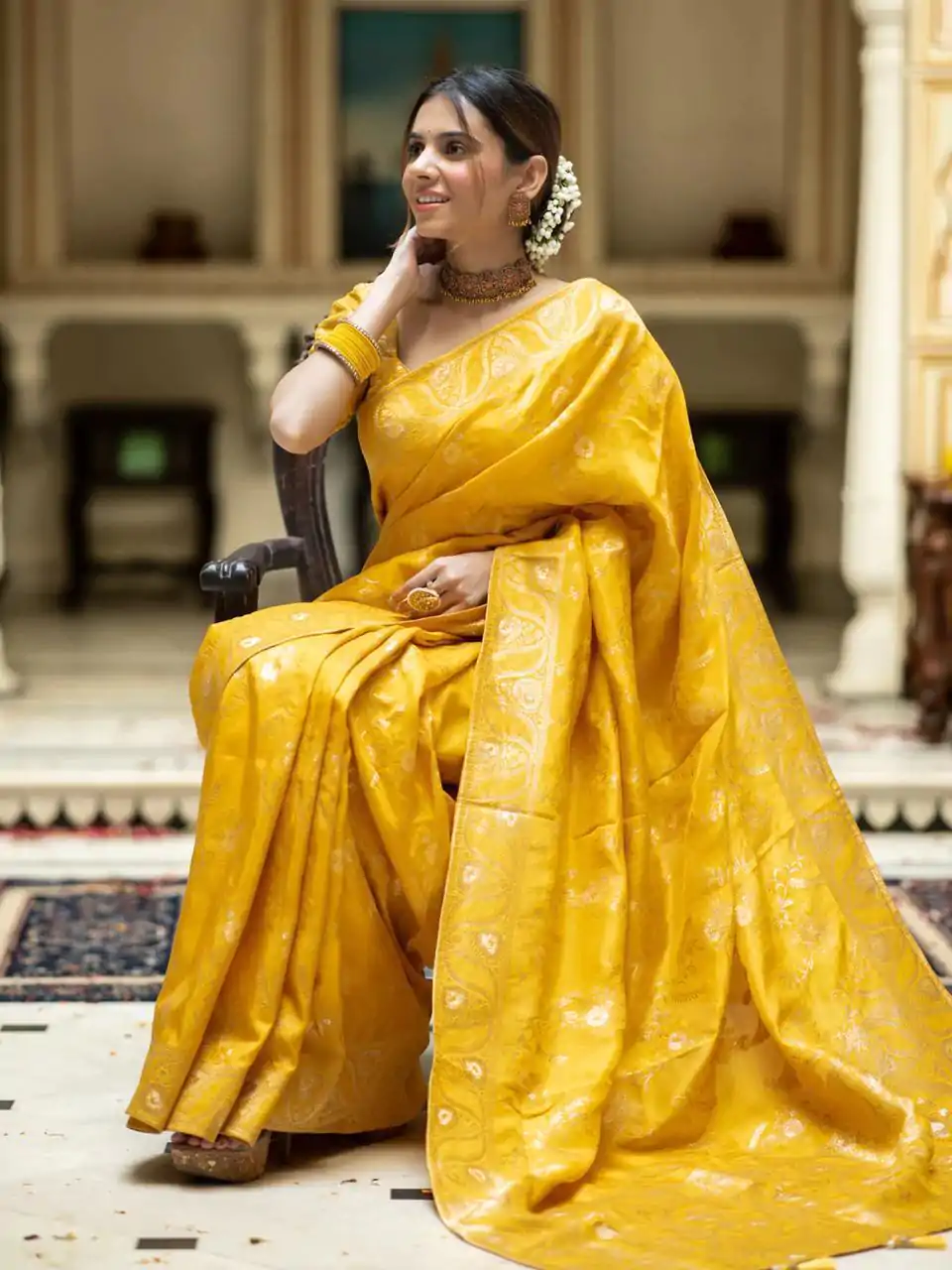 MB 494 Yellow Color Soft Litchi Silk All Over Weaving Saree Casual, Wedding, Festive, Events . Expected Delivery  4-6 Working Days @1199/- only                                                                                                                                             | Embroidered Sarees, Bollywood Sarees, Creative Sarees, Designer Sarees, Ethnic Saree, Modern Digital sarees, Party Wear Sarees, Sarees
