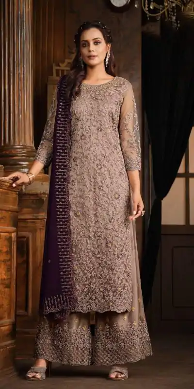 FC 5391 Cream Color Net With Coding Sequence Work Salwar Suit Casual, Wedding, Party, Festive, Events Etc.4-6 Working Days@ 2699/-only | Casual Suits, Jump Suits, Creative suits, Designer Suits, Palazzo Suits, Party Wear Suits, Patiala Suits, Salwar suit, Straight Suits